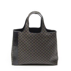 Celine Vinte Girogo Zip Handbag Black Brown Macadam Canvas